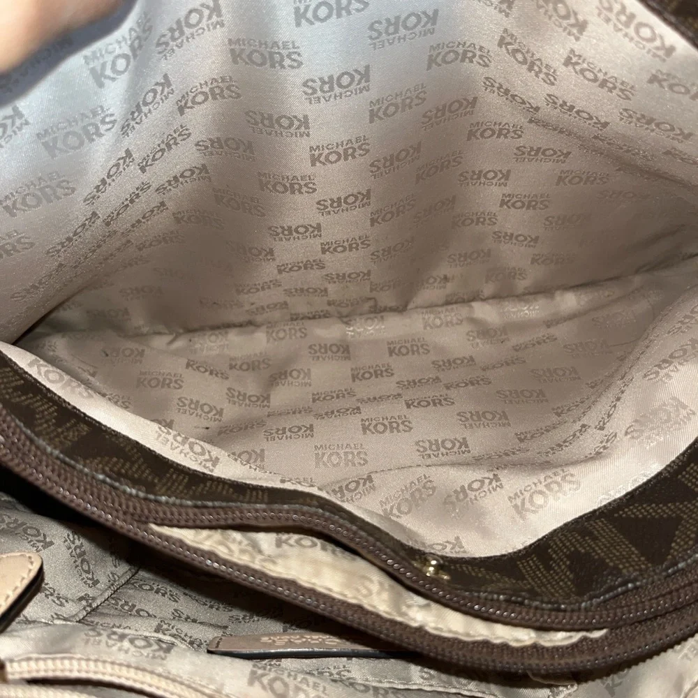 Michael Kors Dark Brown and Tan Logo Tote